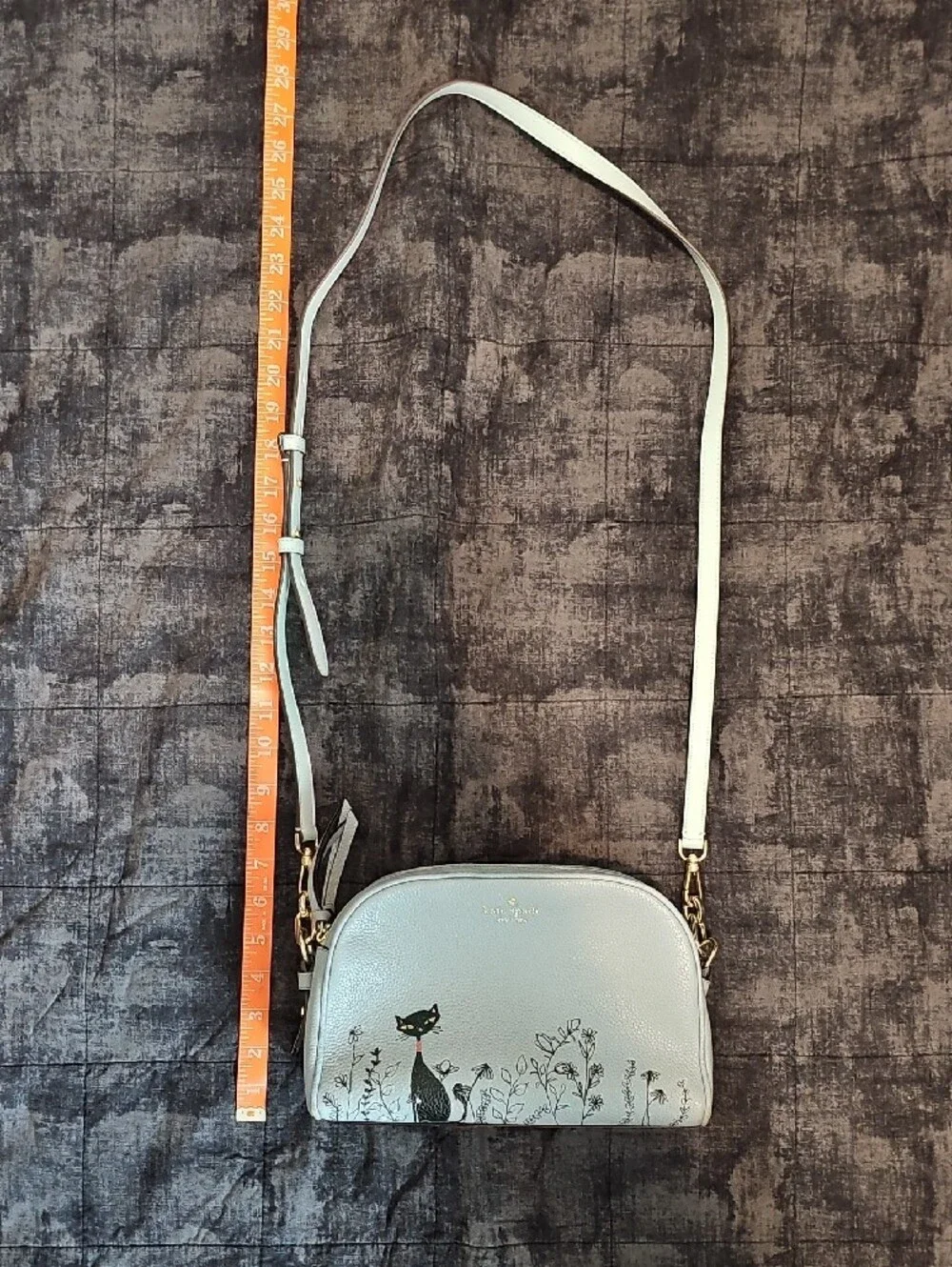 kate spade light blue cat-print pebble leather crossbody - Picture 6 of 10